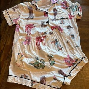 Cowboy Boot Print Pajama Set